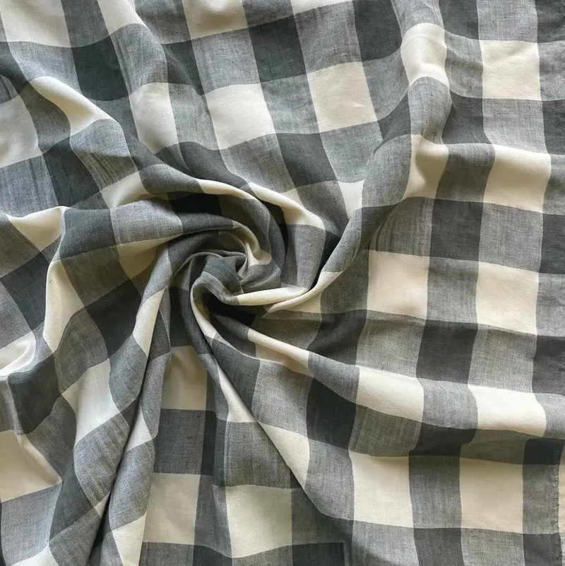 Buffalo Check Fabric In Olive And Vanilla 1