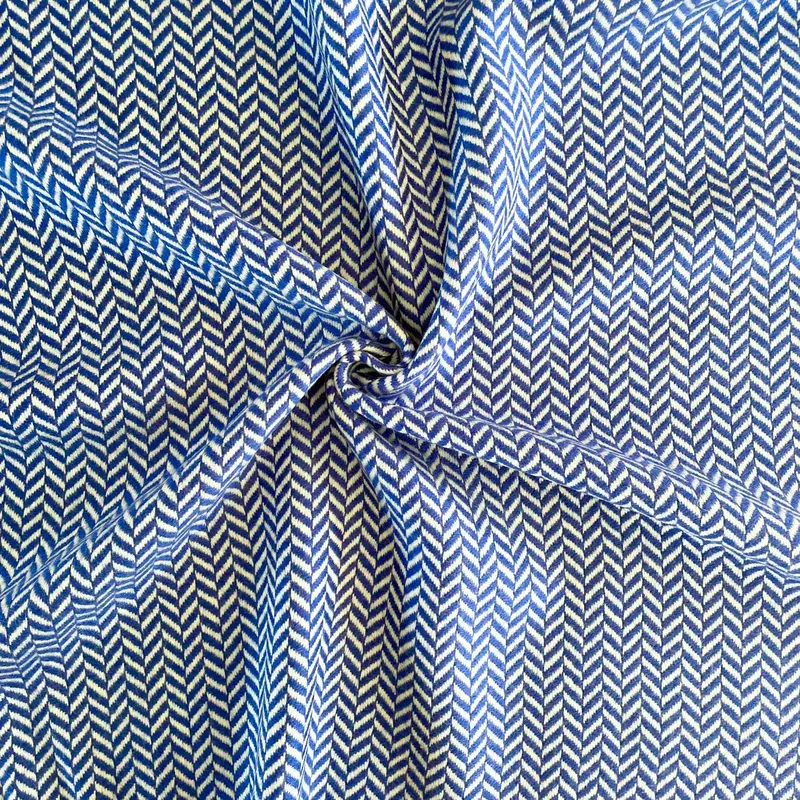 German Tweed Fabric – Maxi Herringbone In Cobalt Blue 1