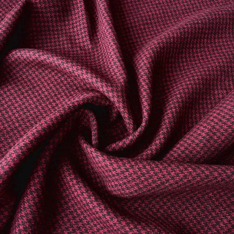 German Tweed Fabric – Pepita Check In Black & Red 1
