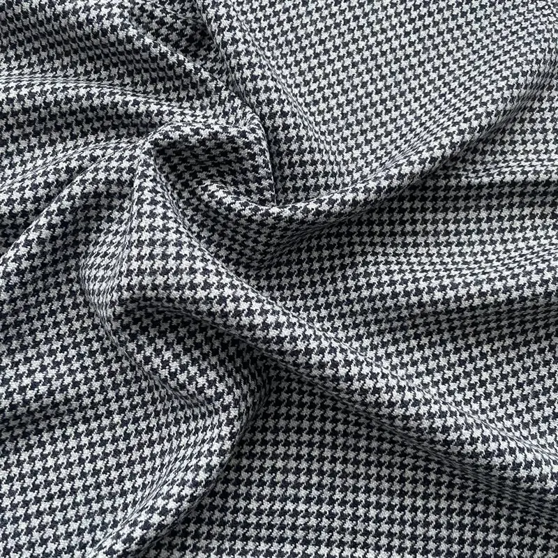 German Tweed Fabric – Pepita Check In Navy & Grey 1