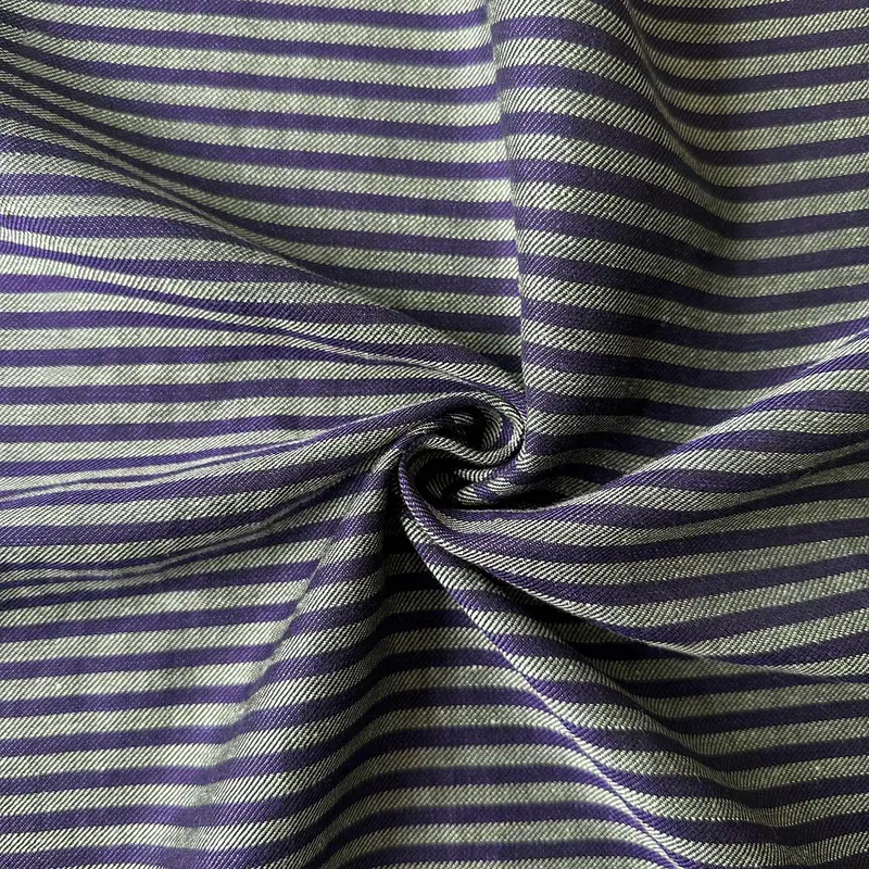 Wool-Linen Blend With Violet And Mint Green Stripes 1