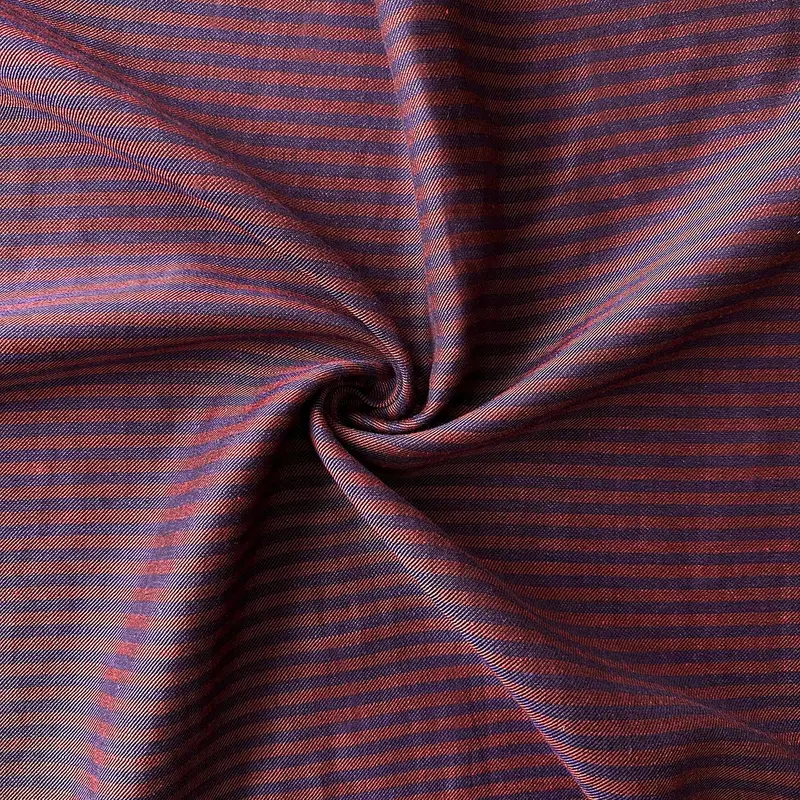 Wool-Linen Stripe Fabric In Violet And Red 1