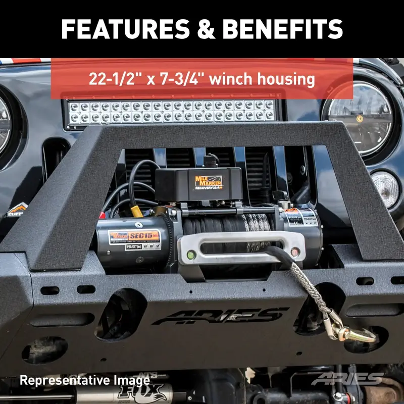 Aries Trailchaser Aluminum Front Bumper – Compatible With Jeep Wrangler Jl And Gladiator (Option 2) 1