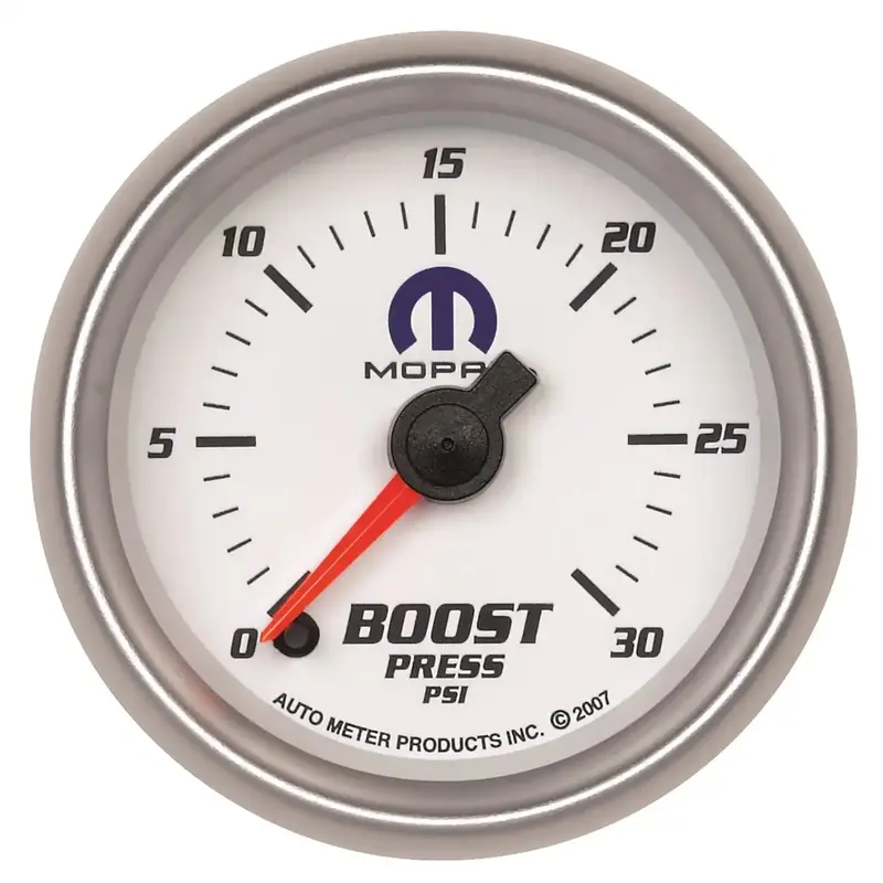 Autometer 880034 Digital Boost Gauge – 2-1/16", 30 Psi, White Face, Mopar-Compatible 1