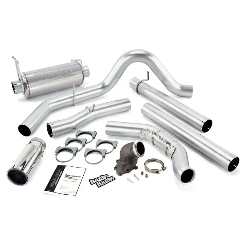 Banks Power Monster Exhaust System – 4-Inch Single Exit With Chrome Tip And Power Elbow 1