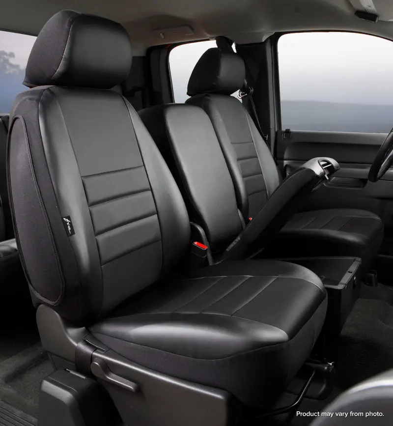 Fia Sl68-23 Leatherette Front Seat Covers – Custom Fit In Black/Black With Red Stitching 1