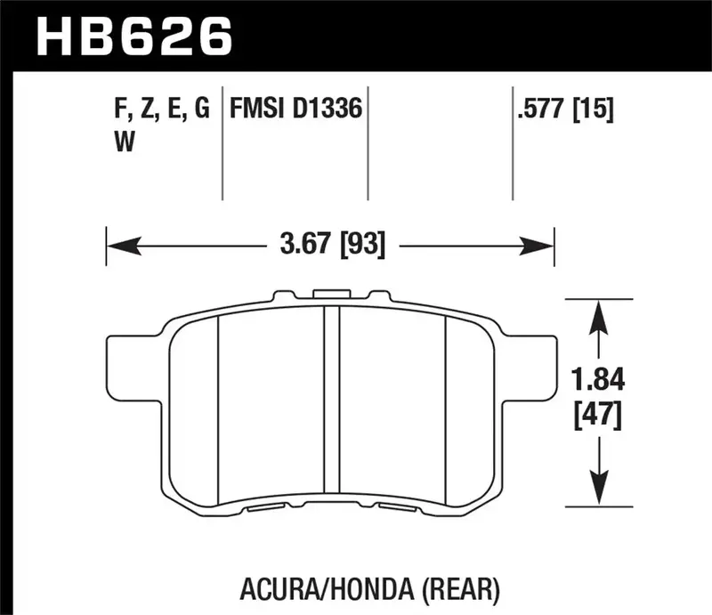 Hawk Hps Hb626F.577 Performance Ceramic Brake Pads – 0.577" Thickness 1