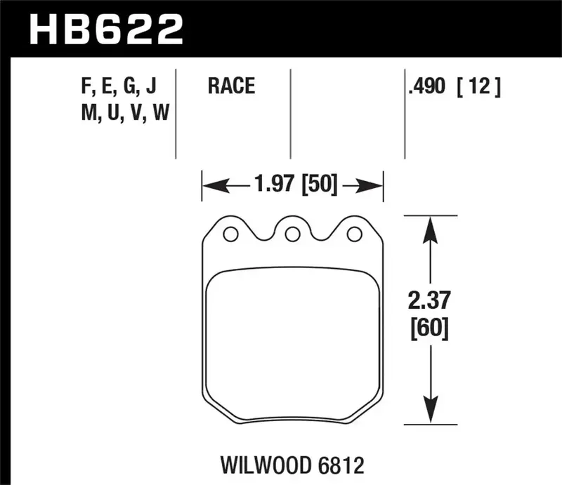 Hawk Hps Performance Brake Pads Hb622F.490 – 0.490" Thickness For Wilwood Dls Calipers 1