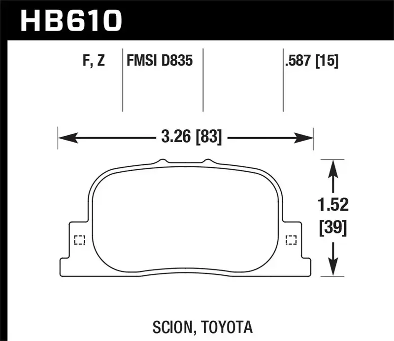 Hawk Performance Ceramic Brake Pads – Hb610Z.587, 0.587-Inch Thickness 1