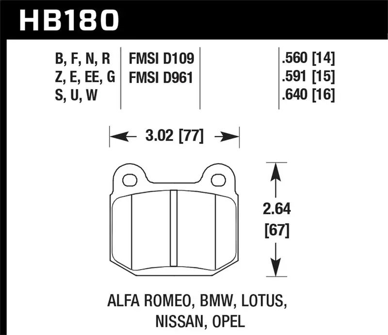Hawk Performance Hb180N.560 Hp Plus Front Disc Brake Pads (0.560" Thickness) 1