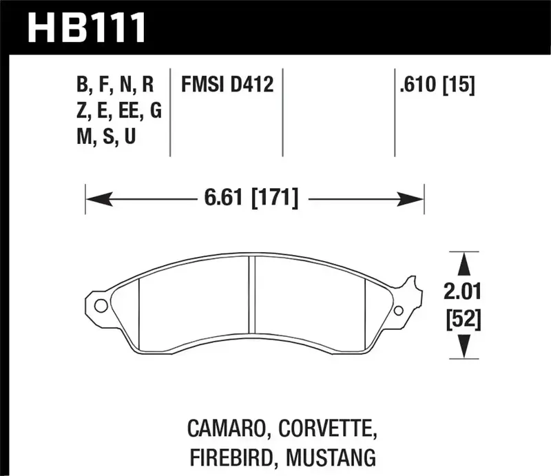 Hawk Performance Hps Front Disc Brake Pads – Hb111F.610, 0.610" Thickness 1