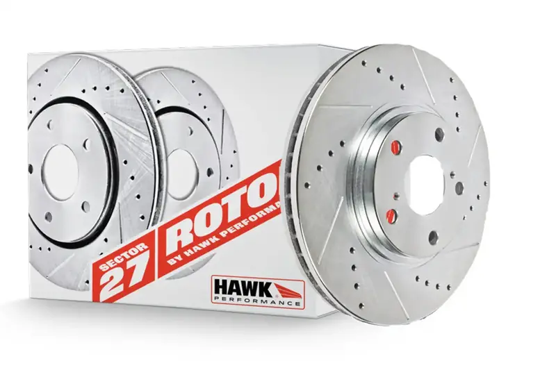 Hawk Performance Sector 27 Rear Brake Rotors – Hr4128, High-Performance Drilled & Slotted 1